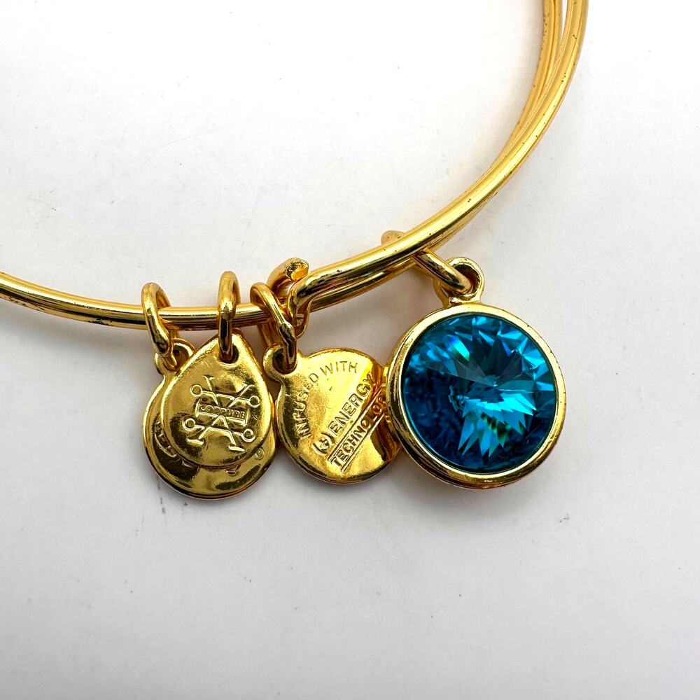 Alex and Ani Bangle Bracelet Birthstone December Blue Zirconia Casual Jewelry